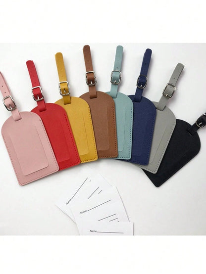 Customized 1pc Smooth PU Leather Classic Slim Travel Air Luggage Tag With Signature Name Card For Men Women Wedding Gift Letter Portable,Multifunction,Versatile,Lightweight,Functional,Practical Fashio