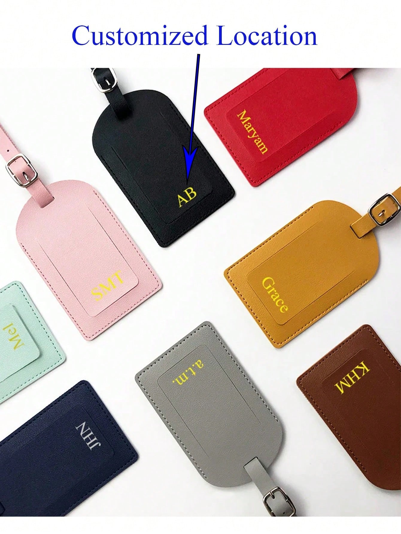 Customized 1pc Smooth PU Leather Classic Slim Travel Air Luggage Tag With Signature Name Card For Men Women Wedding Gift Letter Portable,Multifunction,Versatile,Lightweight,Functional,Practical Fashio