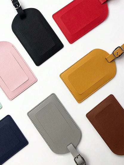 Customized 1pc Smooth PU Leather Classic Slim Travel Air Luggage Tag With Signature Name Card For Men Women Wedding Gift Letter Portable,Multifunction,Versatile,Lightweight,Functional,Practical Fashio