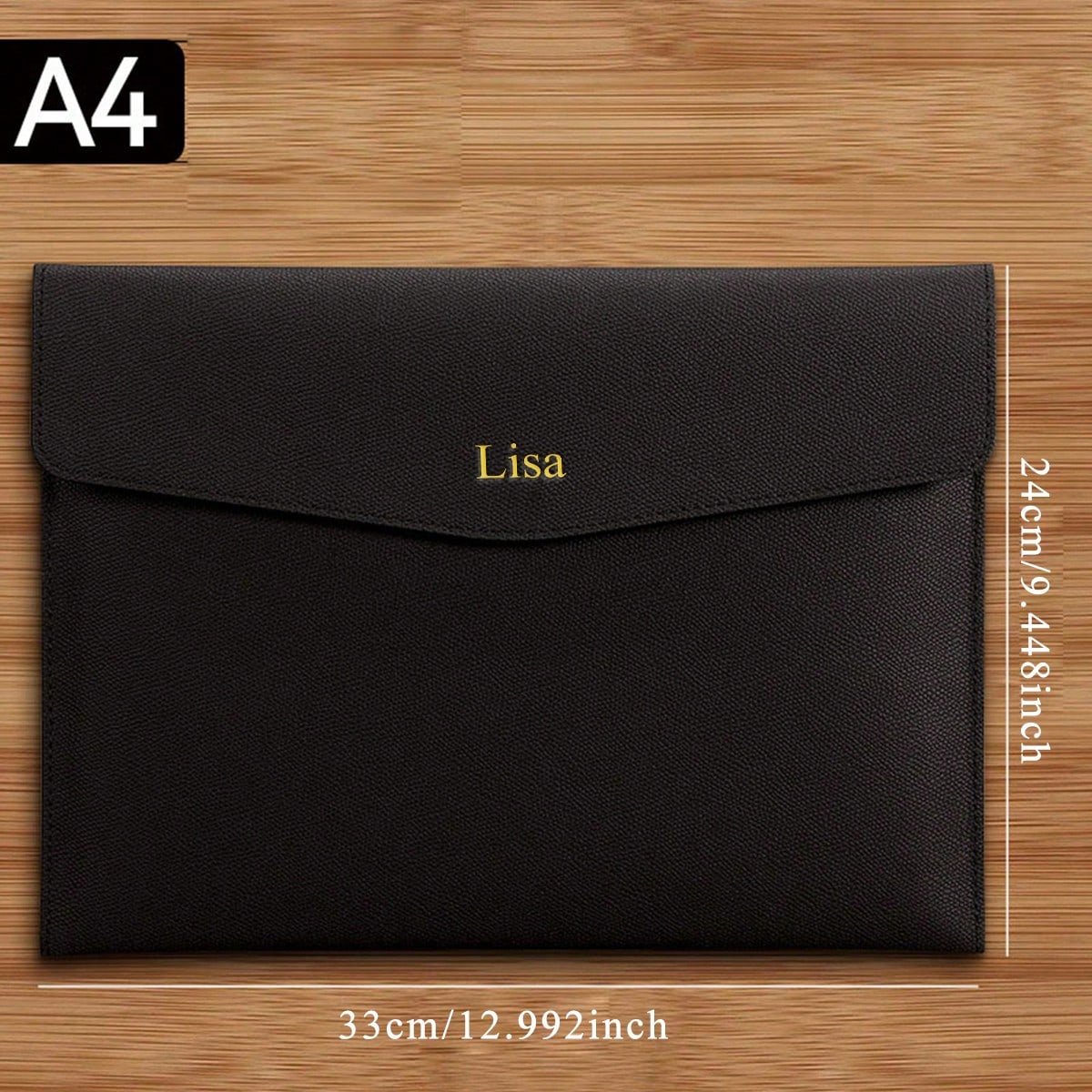 Customized A4 Leather Document Folder, Waterproof Business Office File Bag With Snap Closure, Large Capacity Storage Bag For Students And Teachers, Minimalist