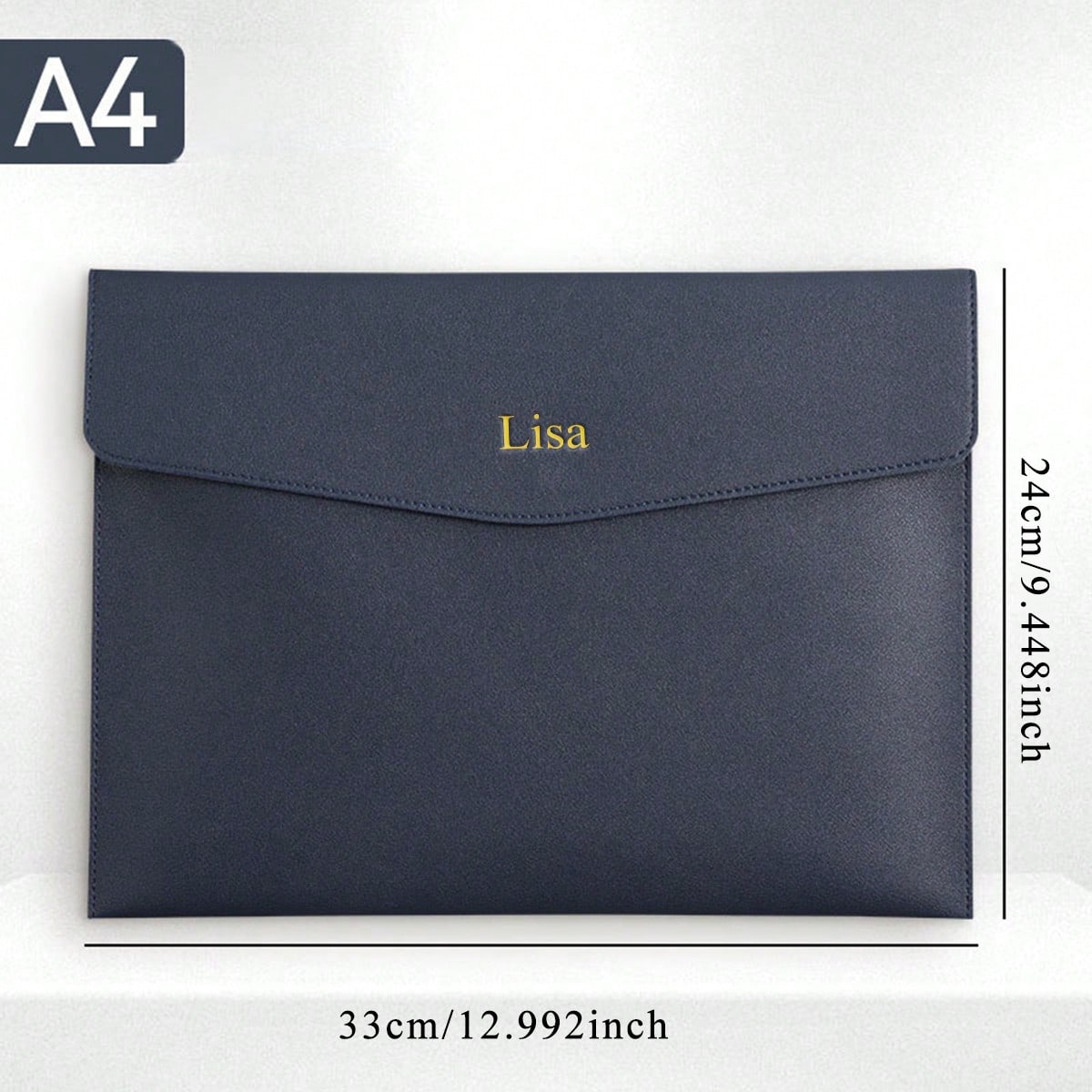 Customized A4 Leather Document Folder, Waterproof Business Office File Bag With Snap Closure, Large Capacity Storage Bag For Students And Teachers, Minimalist
