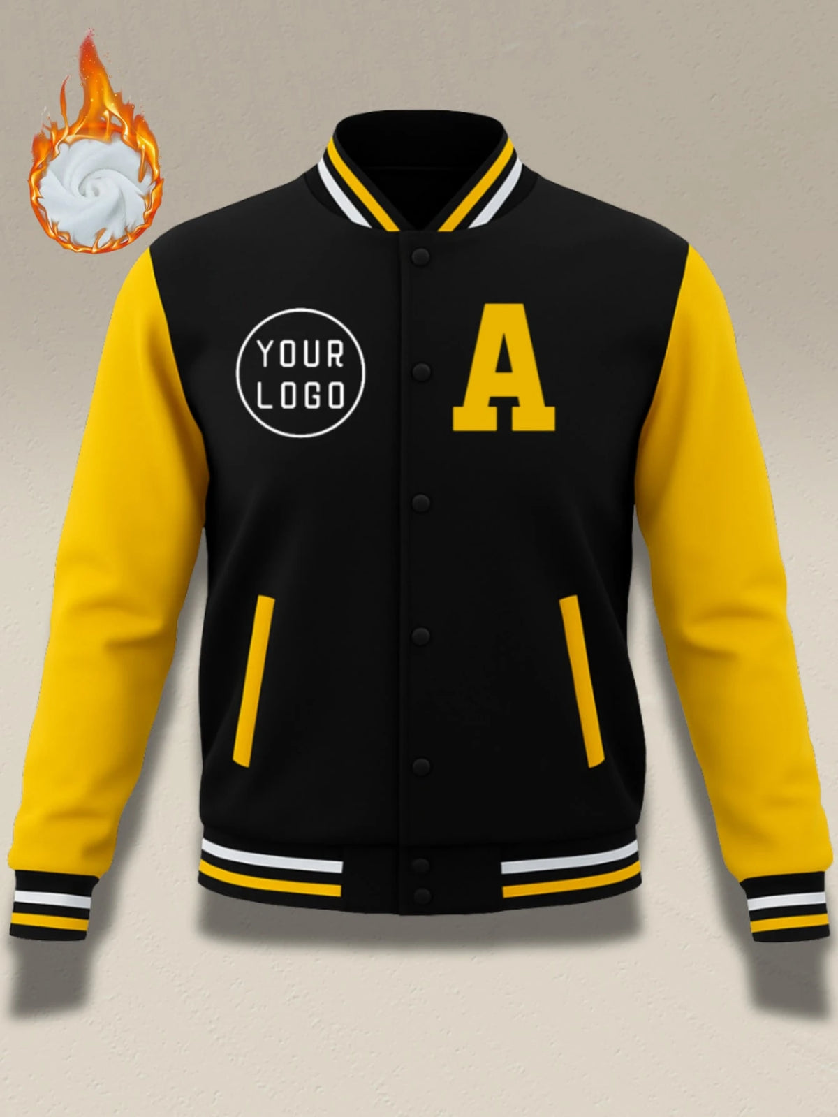 Customized Baseball Jacket With Printed Letter And Number Logo Winter Spring Men's Jacket For Sports Personalized Holiday Gift Black