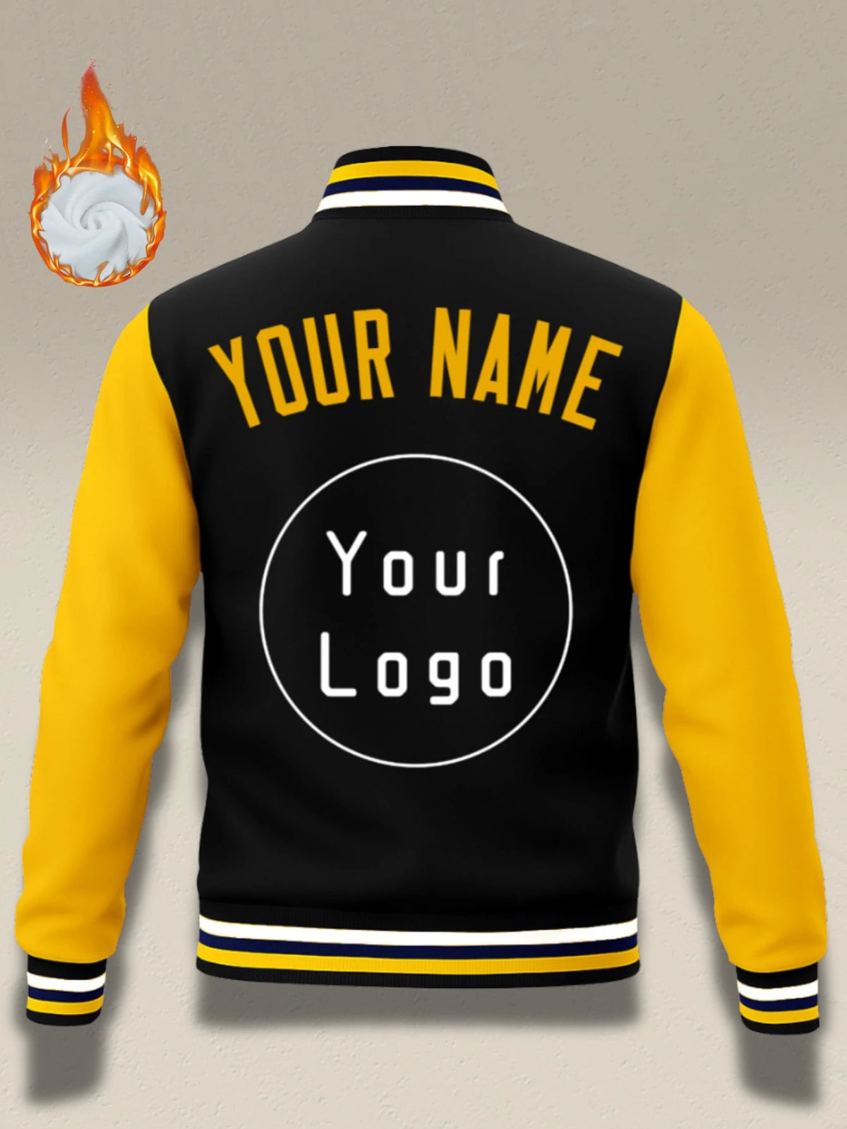 Customized Baseball Jacket With Printed Letter And Number Logo Winter Spring Men's Jacket For Sports Personalized Holiday Gift Black