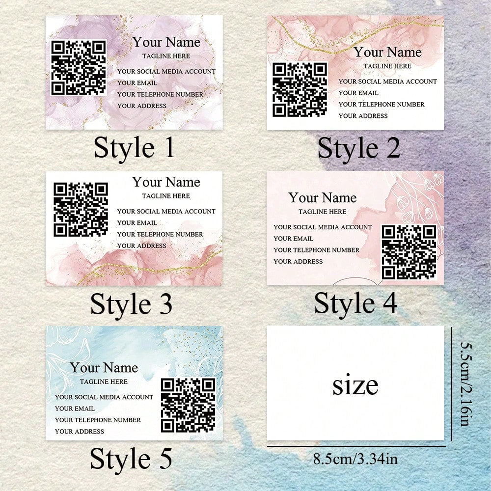 Customized Business Cards With Personalized Name, Contact Information And QR Code, Personalized Card Paper For Corporate Gifts, Invitations, Thank You Cards, Professional Networking Modern Minimalist