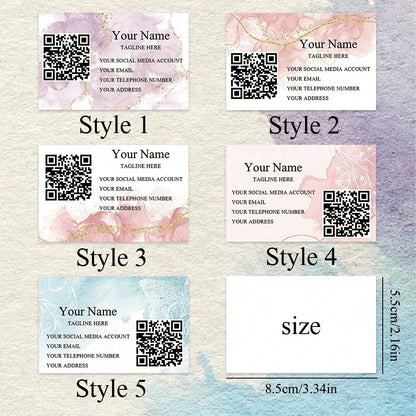 Customized Business Cards With Personalized Name, Contact Information And QR Code, Personalized Card Paper For Corporate Gifts, Invitations, Thank You Cards, Professional Networking Modern Minimalist