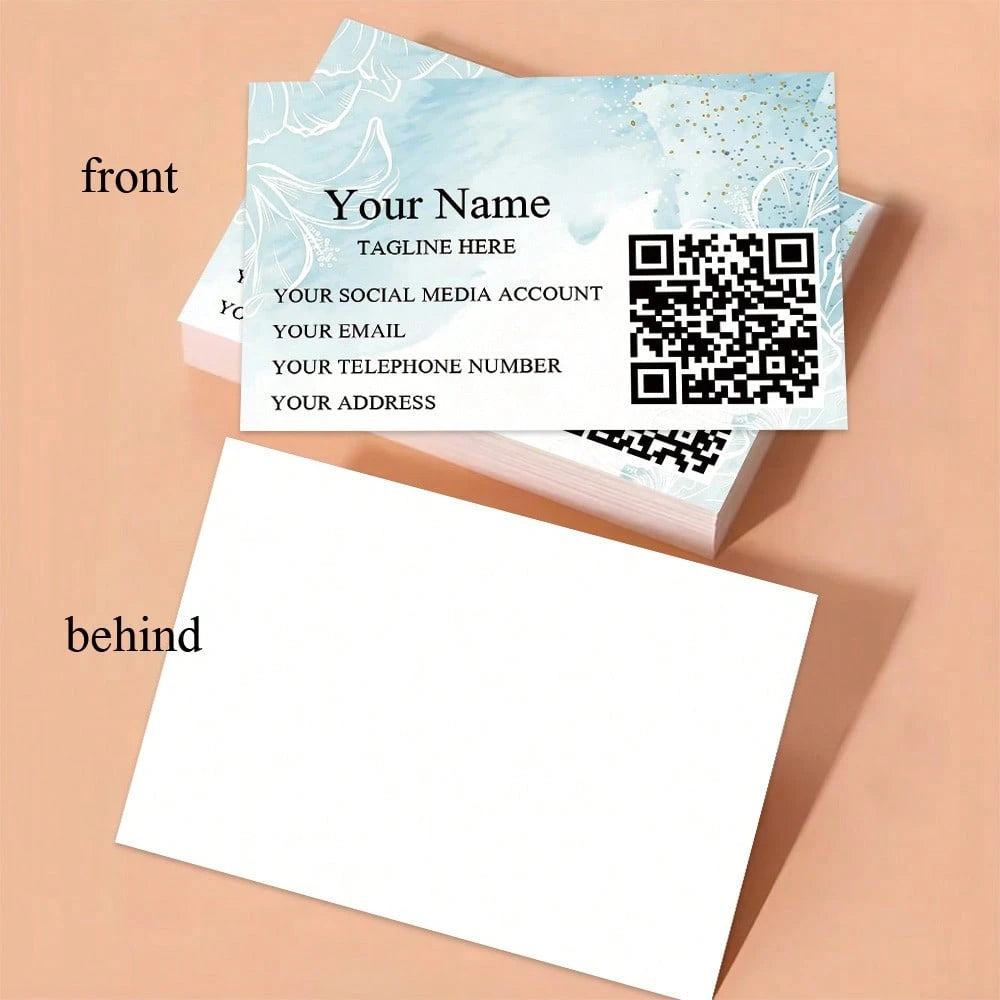 Customized Business Cards With Personalized Name, Contact Information And QR Code, Personalized Card Paper For Corporate Gifts, Invitations, Thank You Cards, Professional Networking Modern Minimalist