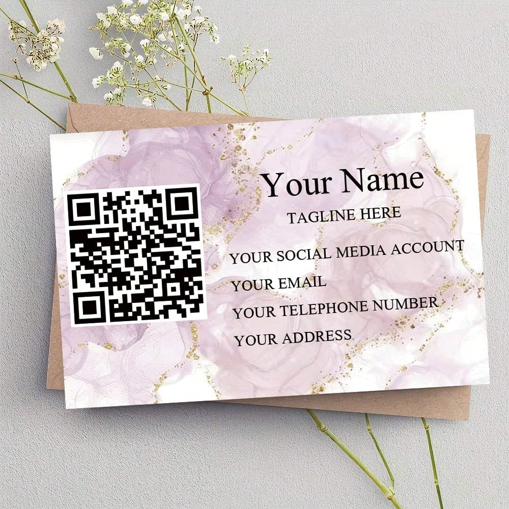 Customized Business Cards With Personalized Name, Contact Information And QR Code, Personalized Card Paper For Corporate Gifts, Invitations, Thank You Cards, Professional Networking Modern Minimalist