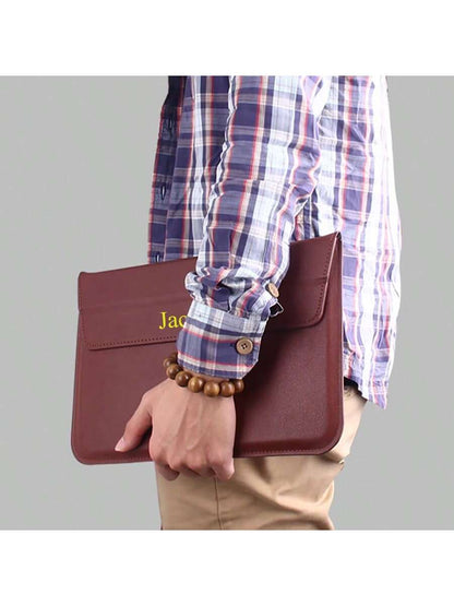 Customized Name Letters Smooth PU Leather Men Women Laptop Sleeve Pouch For Air Pro Retina 13 15 Inch Case Personalized Initials 13.3 15.4 Inch Sleeve Envelope Bag PU Leather Laptop Notebook Bracket S