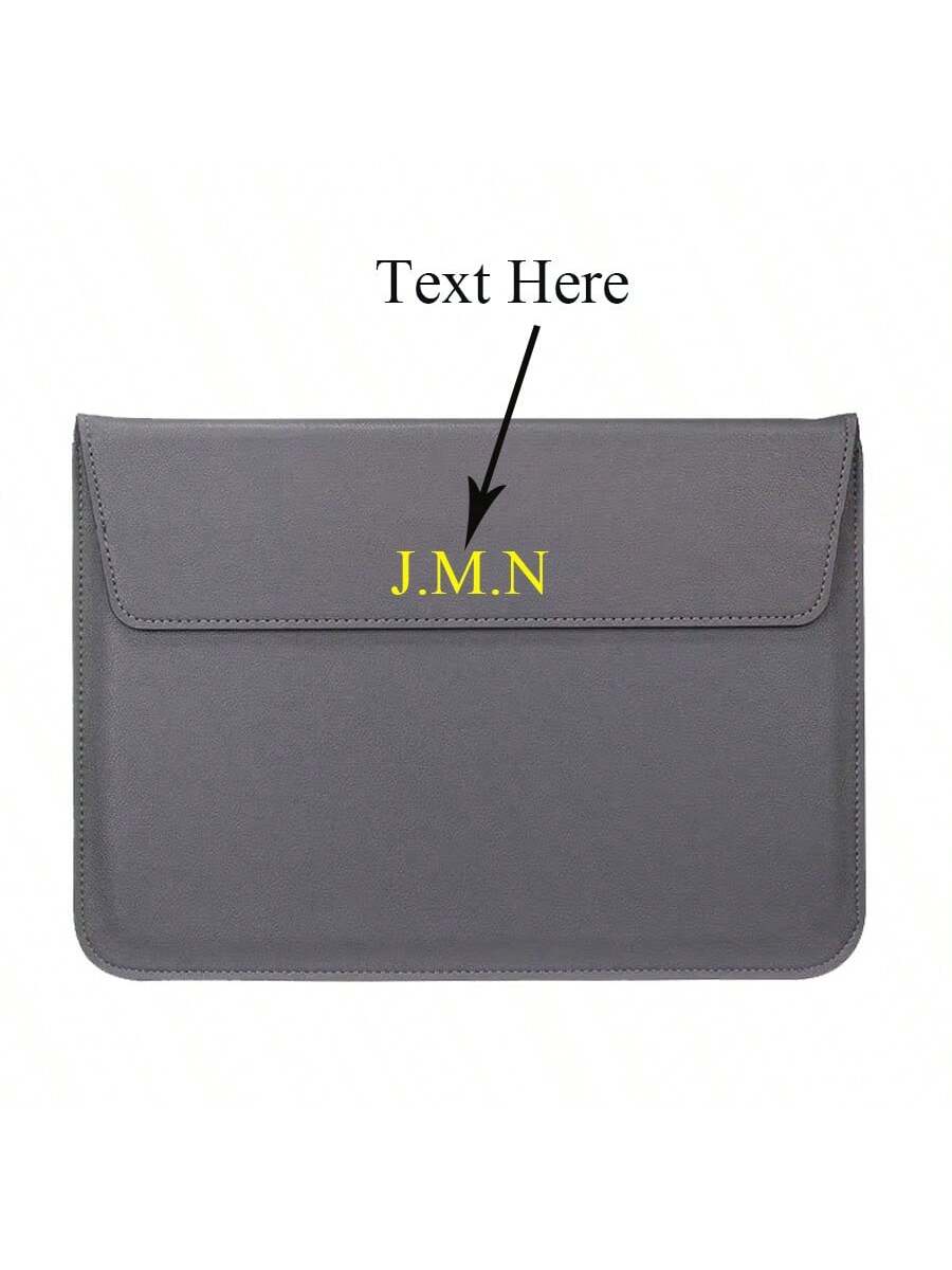 Customized Name Letters Smooth PU Leather Men Women Laptop Sleeve Pouch For Air Pro Retina 13 15 Inch Case Personalized Initials 13.3 15.4 Inch Sleeve Envelope Bag PU Leather Laptop Notebook Bracket S
