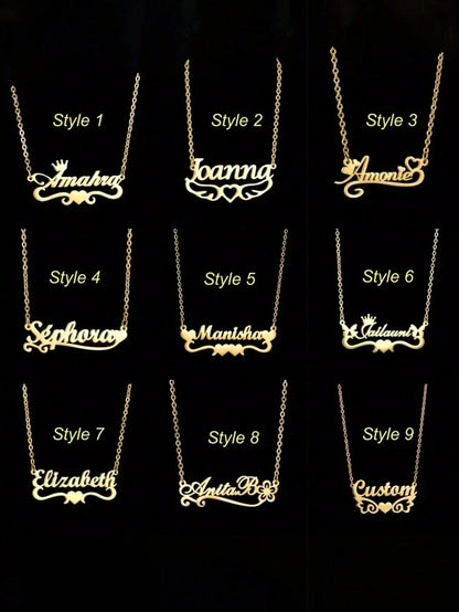 Customized Name Necklace, Personalized Stainless Steel Jewelry, Heart Crown Pendant, Fashionable Gift
