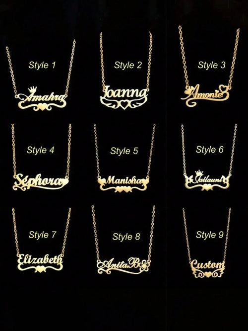 Customized Name Necklace, Personalized Stainless Steel Jewelry, Heart Crown Pendant, Fashionable Gift