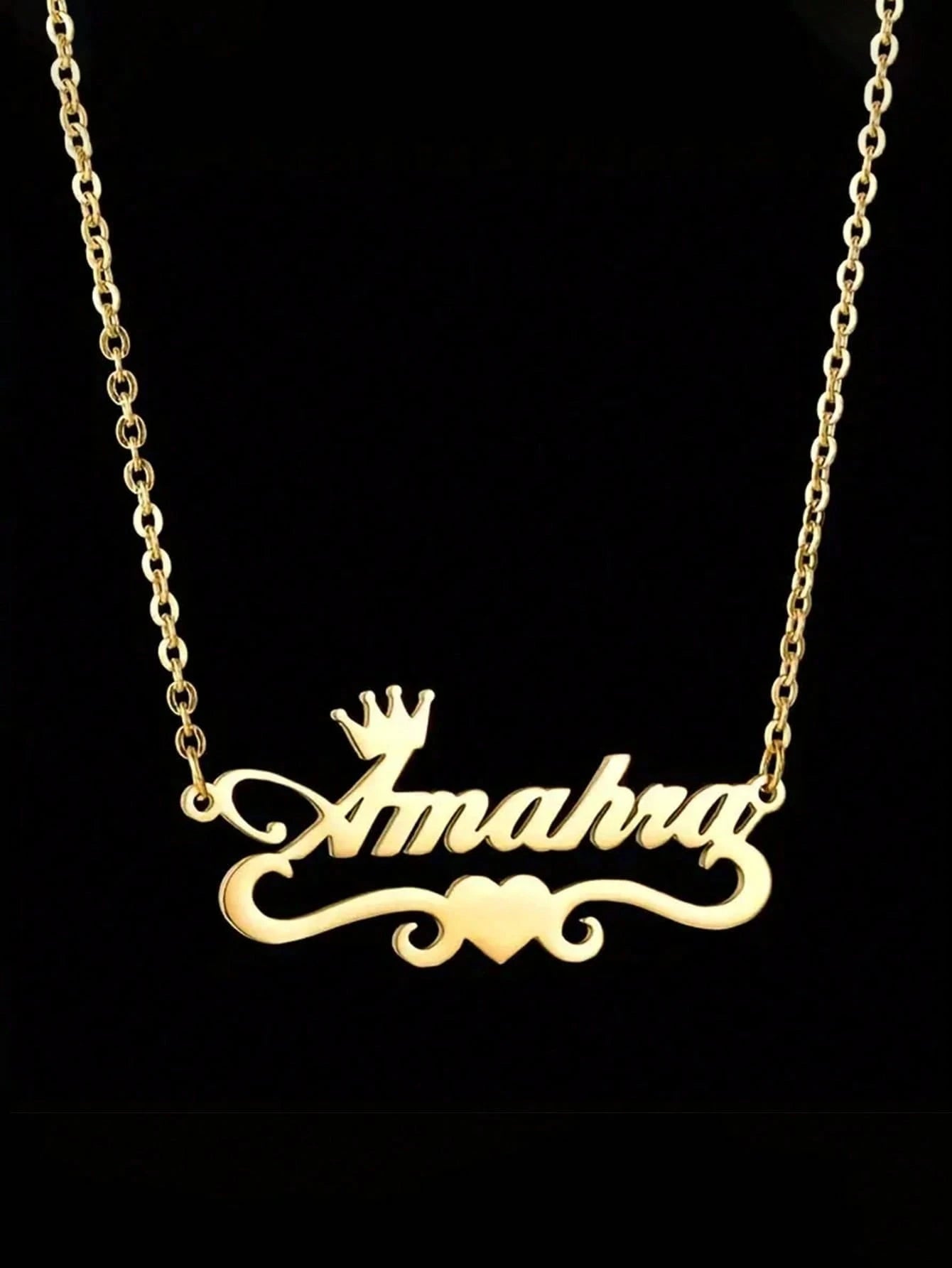 Customized Name Necklace, Personalized Stainless Steel Jewelry, Heart Crown Pendant, Fashionable Gift