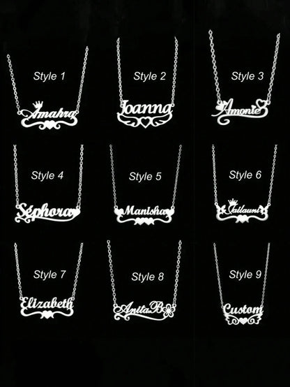 Customized Name Necklace, Personalized Stainless Steel Jewelry, Heart Crown Pendant, Fashionable Gift