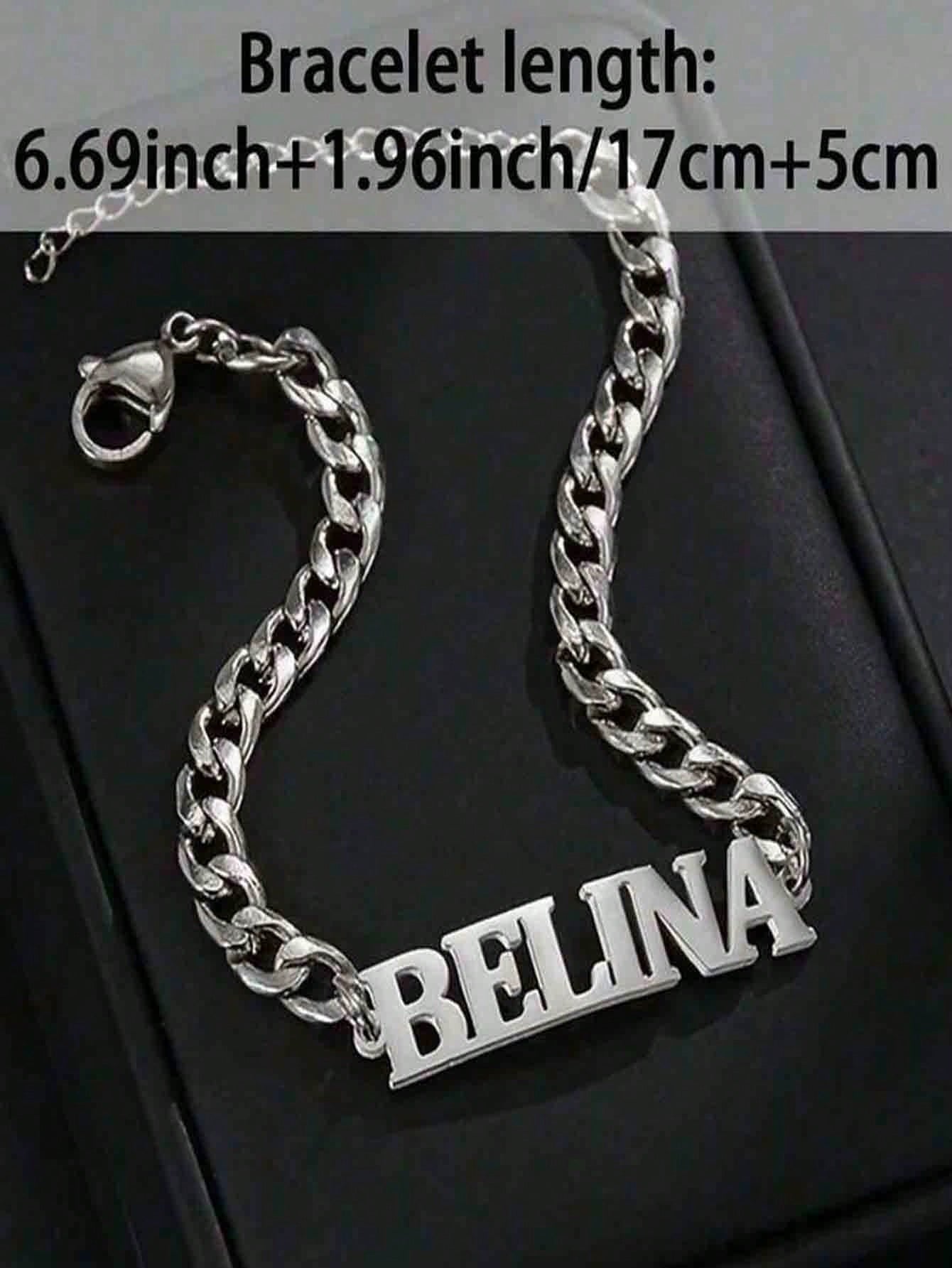 Customized Personalized Name Bracelet- Customized Carved Stainless Steel Elegant Gold Adjustable Chain Bracelet, High Quality Accessory Bracelet