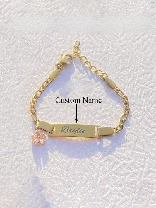 Customized Stainless Steel Personalized Cute Name Bracelet, Birthday Gift, Year-Round Fashion Accessory, Exquisite Engraving, Fashion, Colorful, Modern, Cute Customized Unique Gift, Cute, Ideal Gift