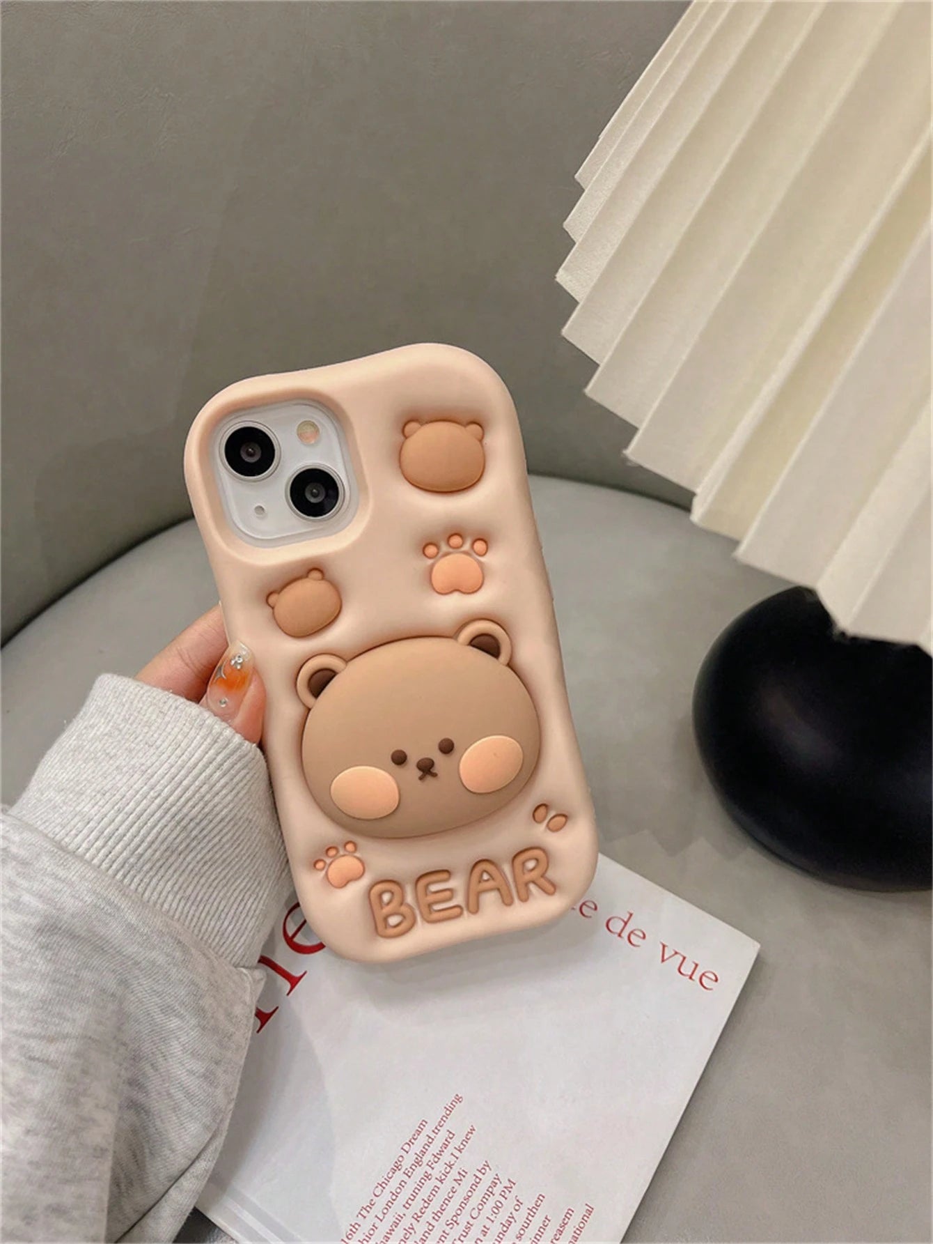Cute Bear Element Silicone Novelty Cute Silicone Novelty Bear Design 3D Bear Expandable Stand Phone Case Compatible With IPhone13, IPhone14ProMax/IPhone14Pro/IPhone14, IPhone17ProMax, Novelty Silicone