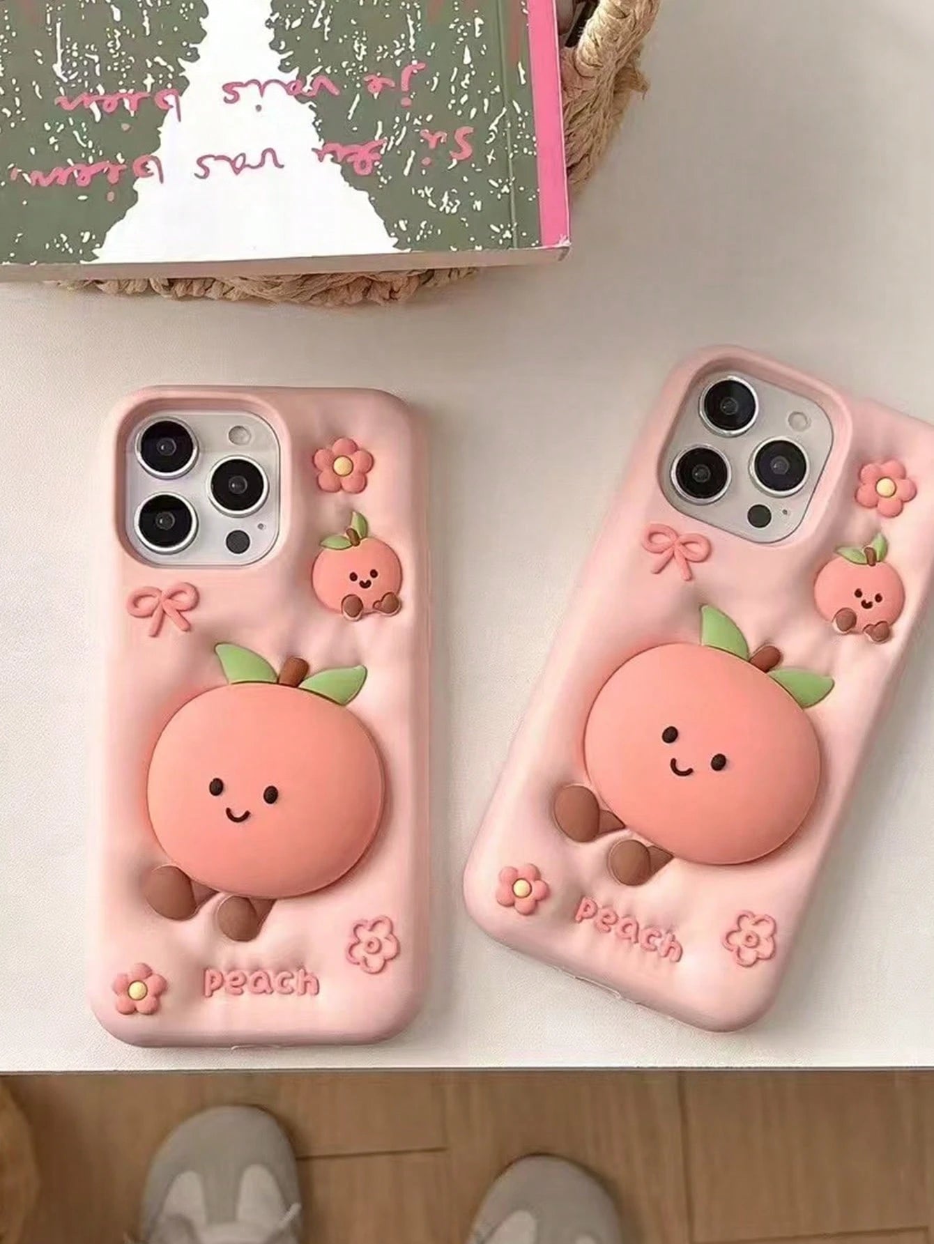 Cute Cartoon Peach Jelly Cat Pattern Soft Silicone Phone Case Compatible With IPhone 17 Pro Max, 15 Pro Max, 14 Pro, 13, 16 Pro, Anti-Drop Protective Cover