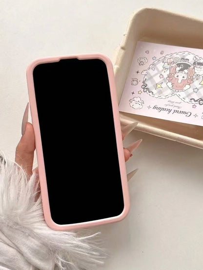 Cute Cartoon Peach Jelly Cat Pattern Soft Silicone Phone Case Compatible With IPhone 17 Pro Max, 15 Pro Max, 14 Pro, 13, 16 Pro, Anti-Drop Protective Cover