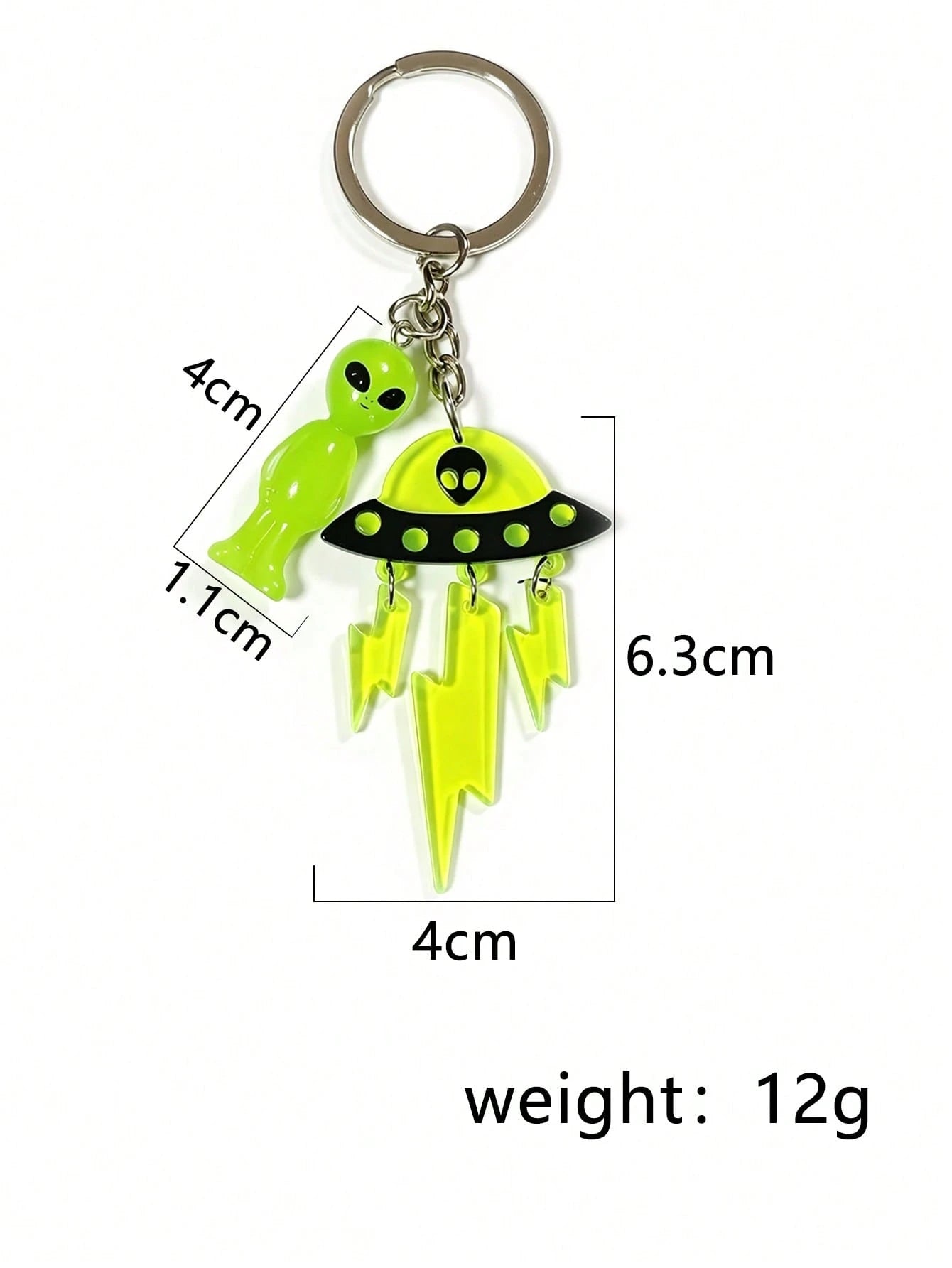 Cute Glowing Alien UFO Keychain, Phone Lanyard, Gift For Friends, Cartoon Alien Pendant For Bags, Earphone Case, Pendant Accessory (Card Not Included)