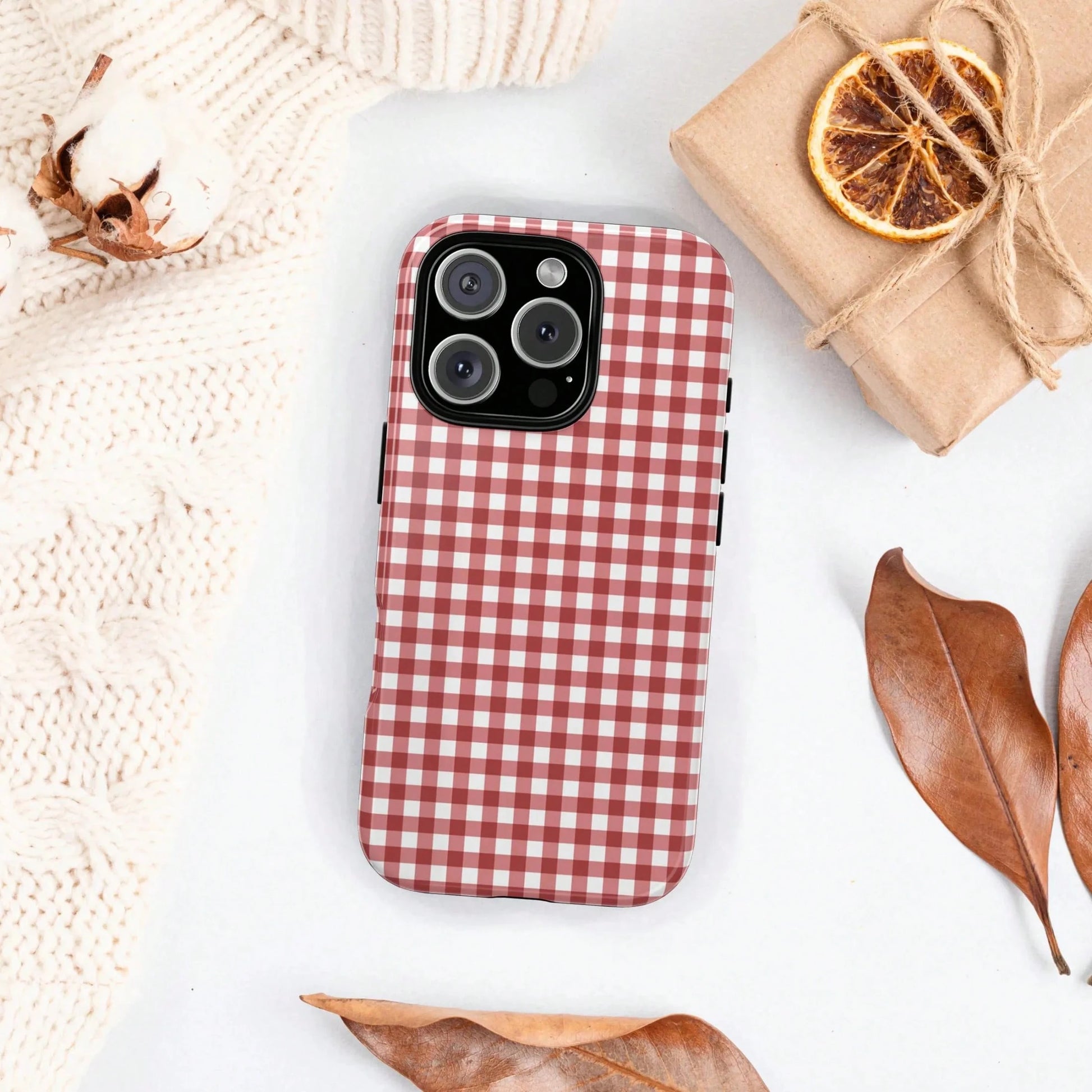 Cute Plaid Element Fashion Cute Plaid Pattern Fashion Plaid Patchwork Phone Case, Cute Concentrated Coffee Brown Autumn Phone Case, Compatible With IPhone 17, 16 Pro Max, 15 Pro, 14 Plus, 13 Pro Max