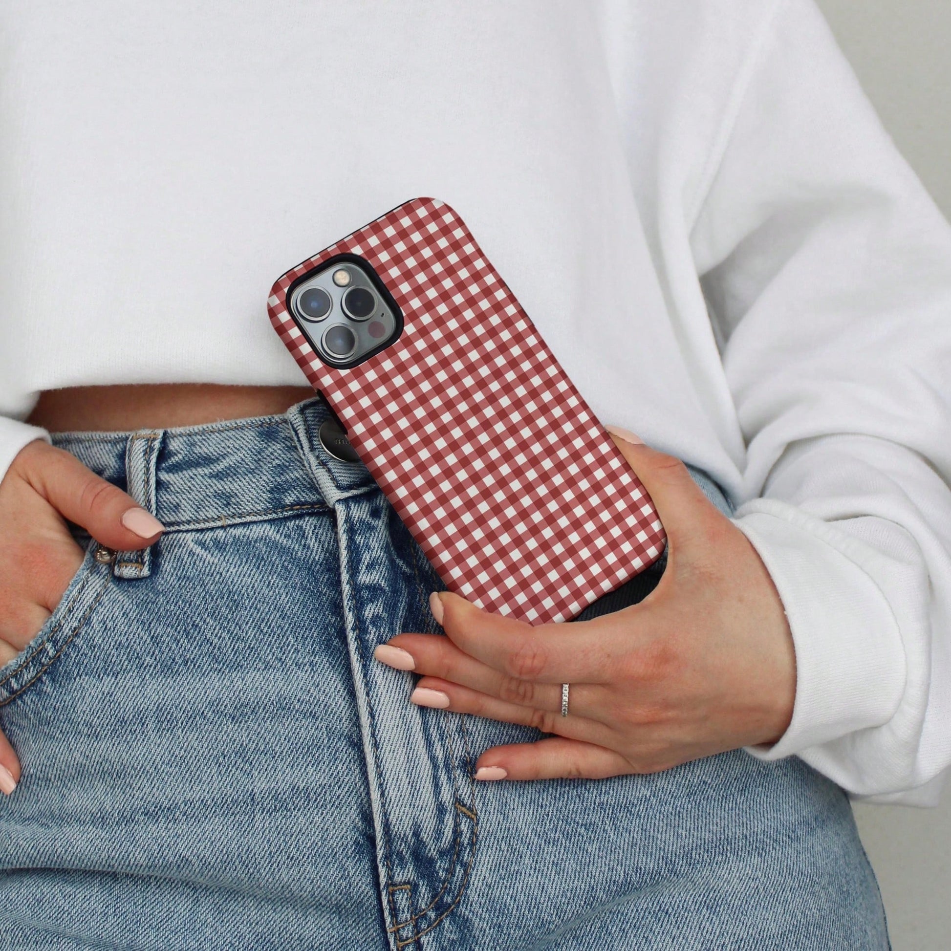 Cute Plaid Element Fashion Cute Plaid Pattern Fashion Plaid Patchwork Phone Case, Cute Concentrated Coffee Brown Autumn Phone Case, Compatible With IPhone 17, 16 Pro Max, 15 Pro, 14 Plus, 13 Pro Max