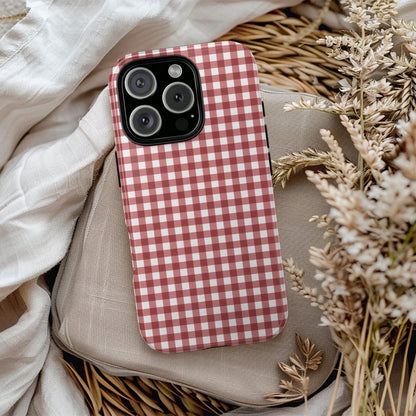 Cute Plaid Element Fashion Cute Plaid Pattern Fashion Plaid Patchwork Phone Case, Cute Concentrated Coffee Brown Autumn Phone Case, Compatible With IPhone 17, 16 Pro Max, 15 Pro, 14 Plus, 13 Pro Max