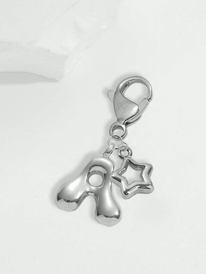Cute Pom Pom Bag Charm- Paired With Hollow Star Accessories, Shiny A-Z Letters, Shiny Alloy Bag/Backpack Charms- Perfect Gift For Birthdays And Special Occasions, Earphone Charms, Keychains, Bag/Bac