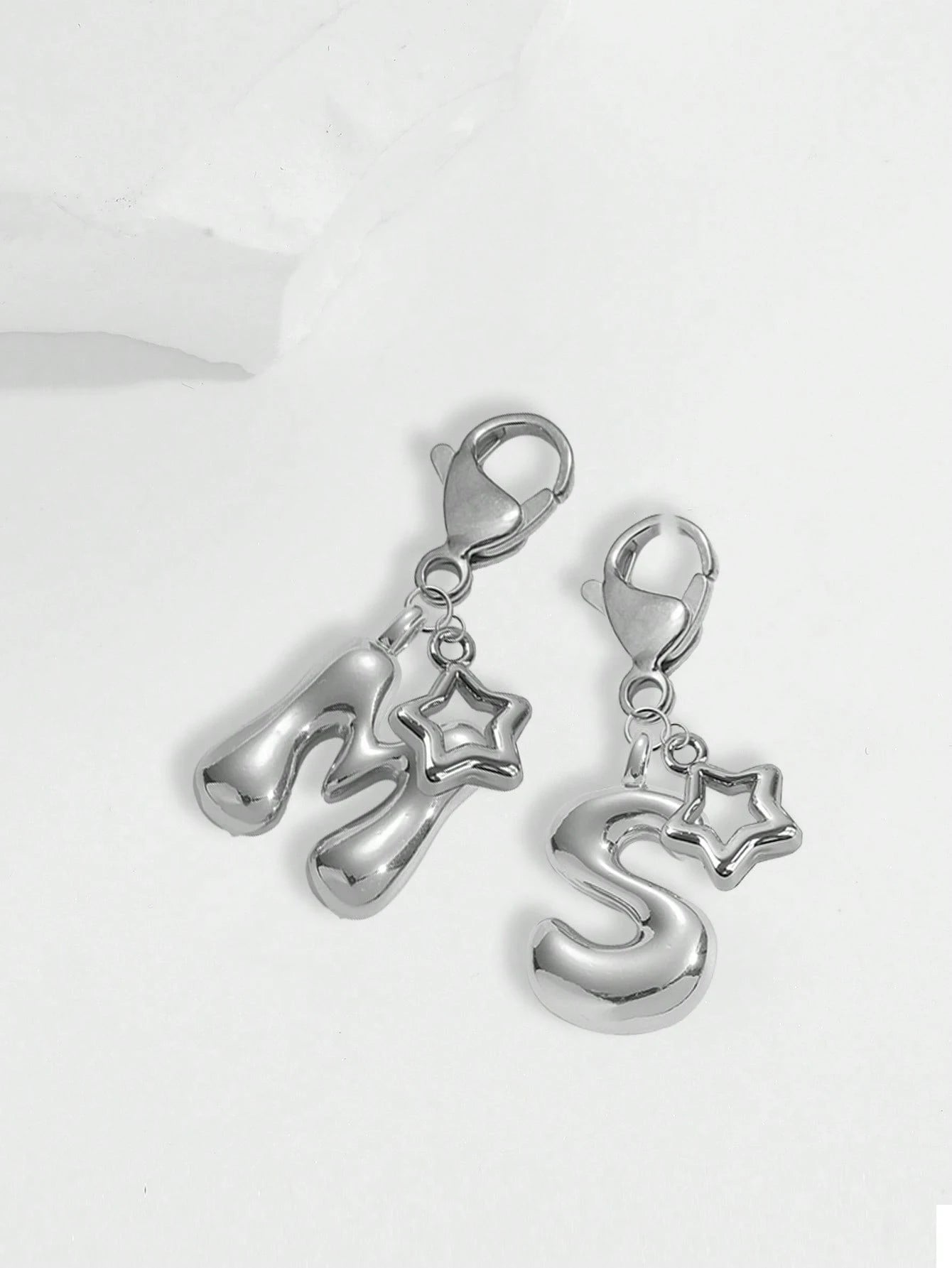 Cute Pom Pom Bag Charm- Paired With Hollow Star Accessories, Shiny A-Z Letters, Shiny Alloy Bag/Backpack Charms- Perfect Gift For Birthdays And Special Occasions, Earphone Charms, Keychains, Bag/Bac