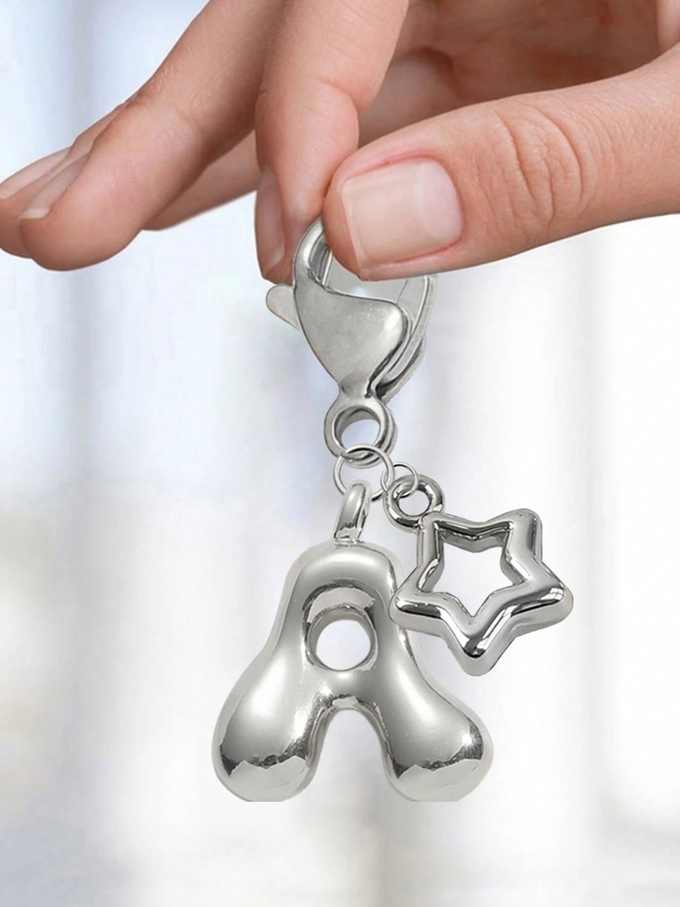 Cute Pom Pom Bag Charm- Paired With Hollow Star Accessories, Shiny A-Z Letters, Shiny Alloy Bag/Backpack Charms- Perfect Gift For Birthdays And Special Occasions, Earphone Charms, Keychains, Bag/Bac