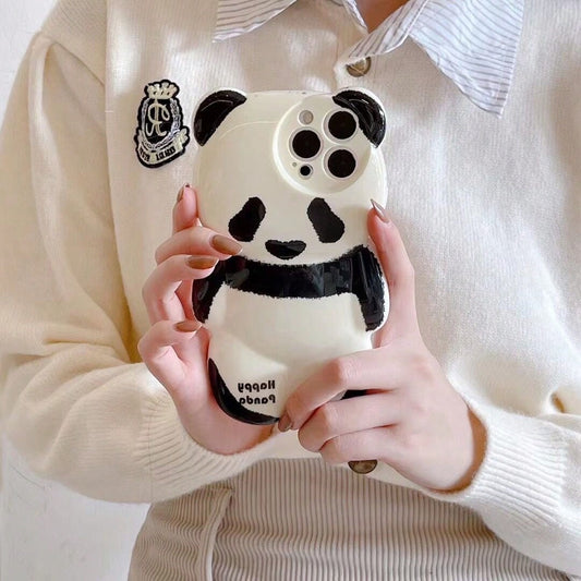 Cute Smooth Water Decal 3D Panda Phone Case, Suitable For IPhone 17/17 Pro/17 Pro Max/16/16 Pro/16 Pro Max/15/15 Pro/15 Pro Max/14/14 Pro/14 Pro Max/13/13 Pro/13 Pro Max, Adorable Panda Phone Case