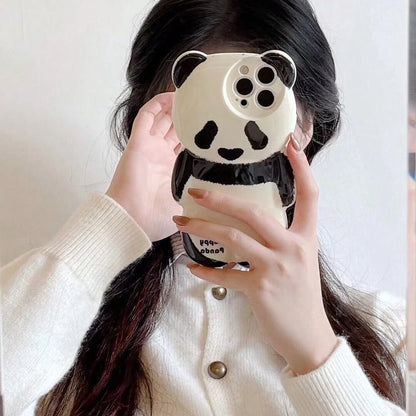 Cute Smooth Water Decal 3D Panda Phone Case, Suitable For IPhone 17/17 Pro/17 Pro Max/16/16 Pro/16 Pro Max/15/15 Pro/15 Pro Max/14/14 Pro/14 Pro Max/13/13 Pro/13 Pro Max, Adorable Panda Phone Case