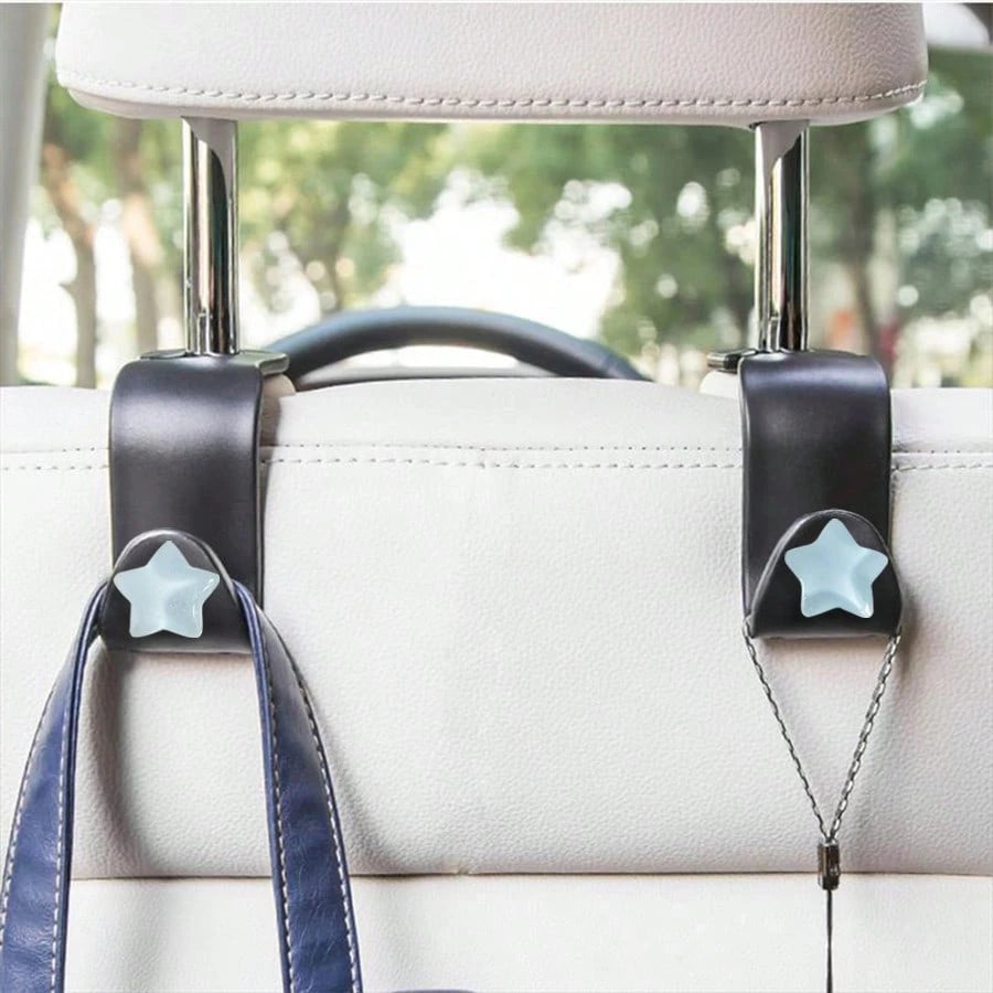 Cute Star-Shaped Car Interior Decor, Seat Headrest Hooks, Front Seat Hooks, Car Hanging Hooks, Rear Seat Hooks, Headrest Hooks, Universal Car Accessories. Give Your Car Hooks As A Gift To Family, Frie
