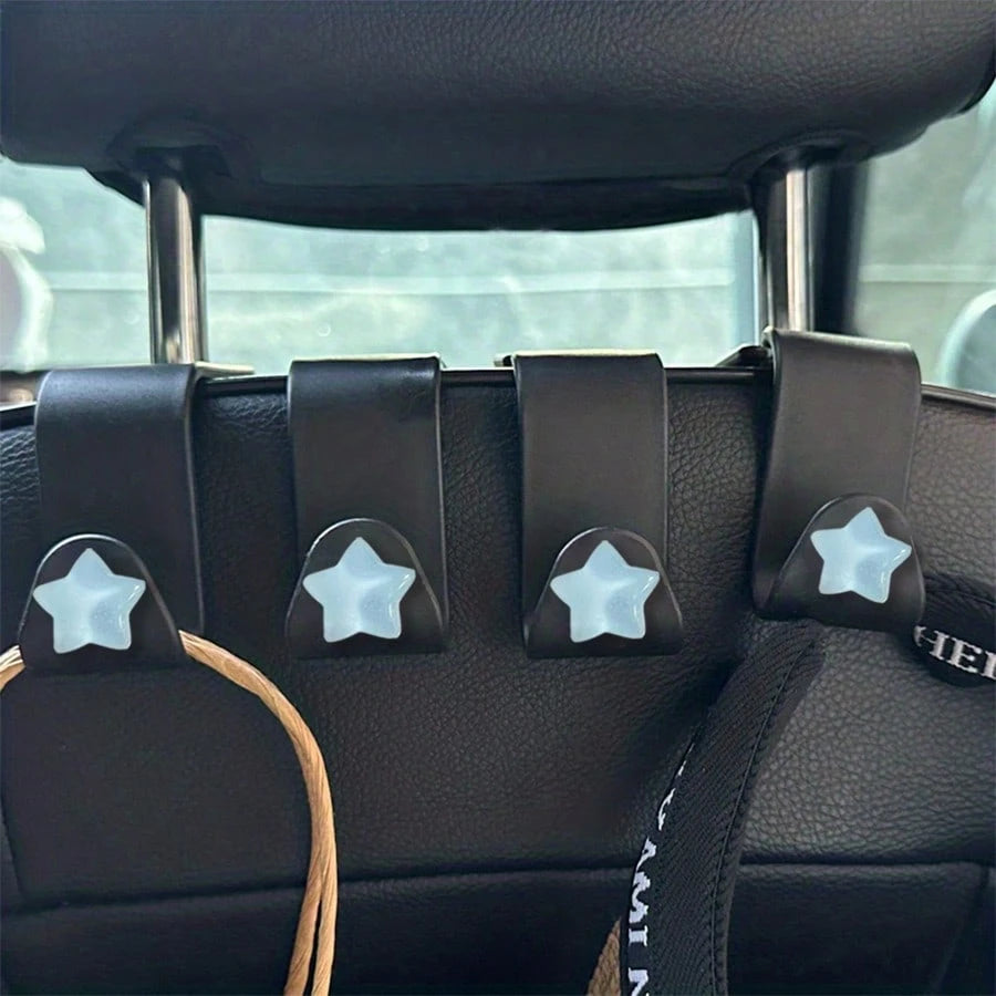 Cute Star-Shaped Car Interior Decor, Seat Headrest Hooks, Front Seat Hooks, Car Hanging Hooks, Rear Seat Hooks, Headrest Hooks, Universal Car Accessories. Give Your Car Hooks As A Gift To Family, Frie