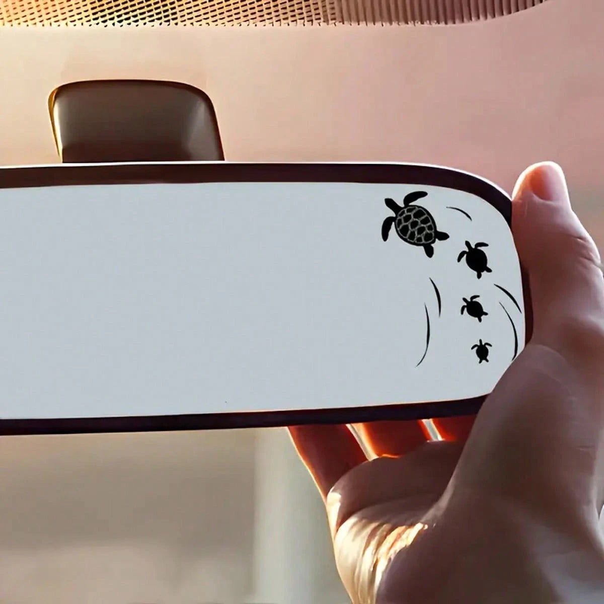 Cute Turtle Swimming In The Ocean Rearview Mirror Sticker, Suitable For Cars, Motorcycles And More