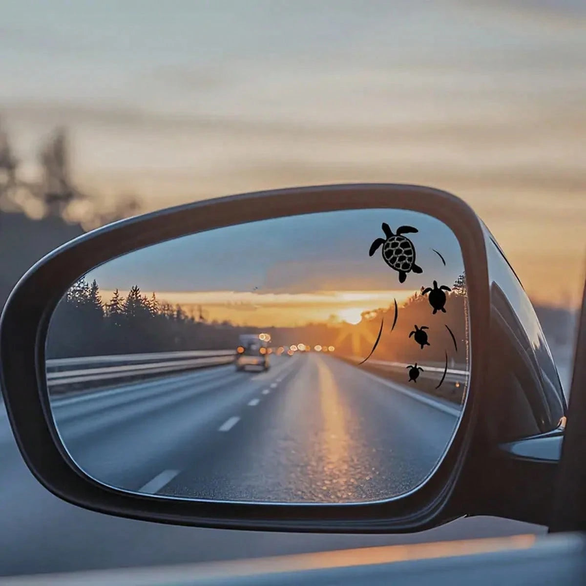Cute Turtle Swimming In The Ocean Rearview Mirror Sticker, Suitable For Cars, Motorcycles And More