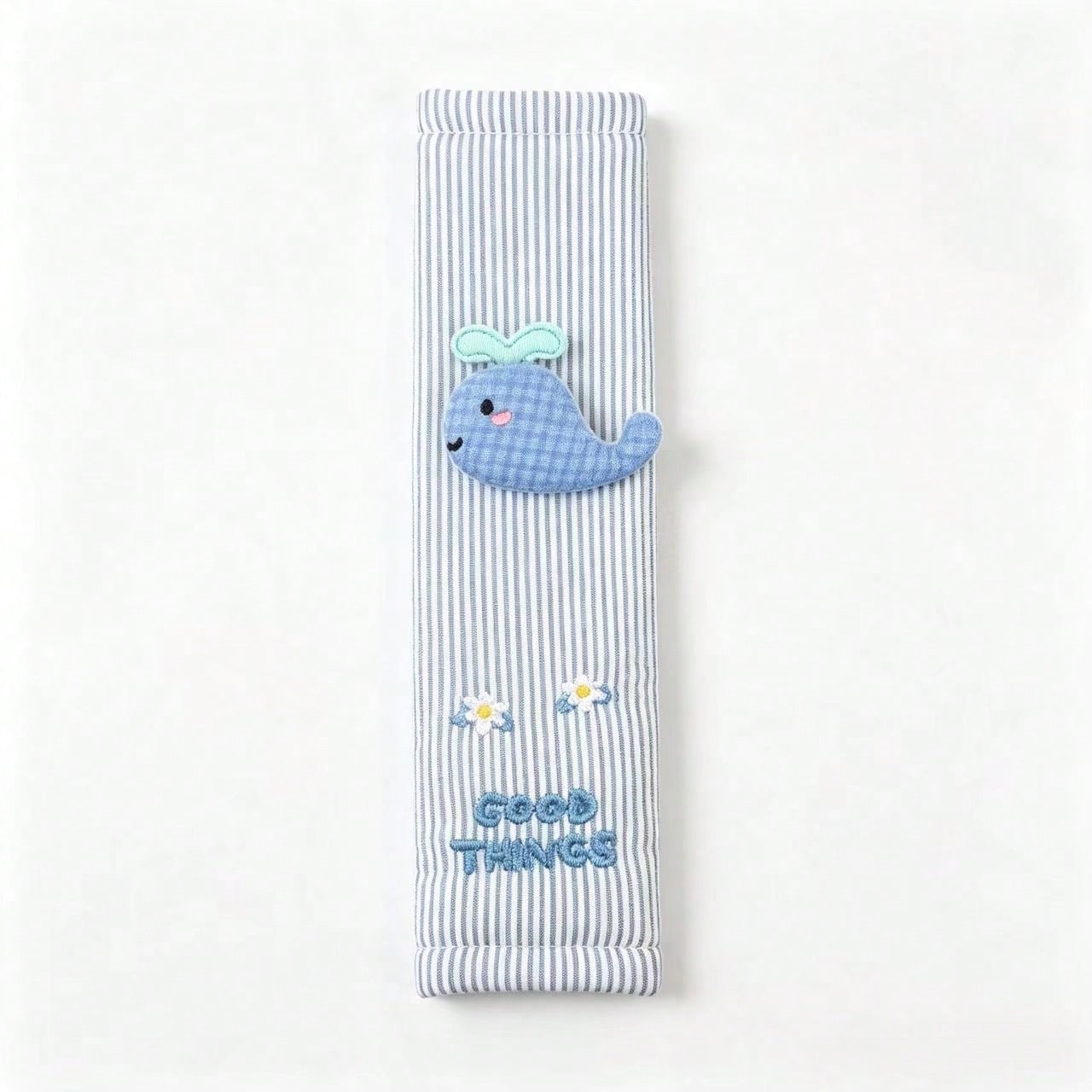 Cute Whale Embroidery Seat Belt Cover Soft Striped Car Seatbelt Shoulder Protector Pad Car Interior Decoration