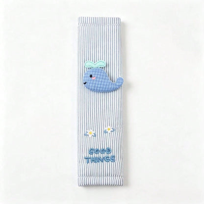 Cute Whale Embroidery Seat Belt Cover Soft Striped Car Seatbelt Shoulder Protector Pad Car Interior Decoration