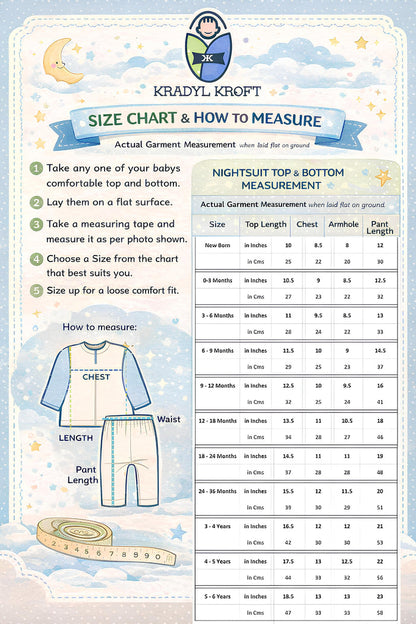 Cutie Pie - Kradyl Kroft Premium Crinkled Double Layered Soft Muslin Night Suit Set for New Born to 6 Years