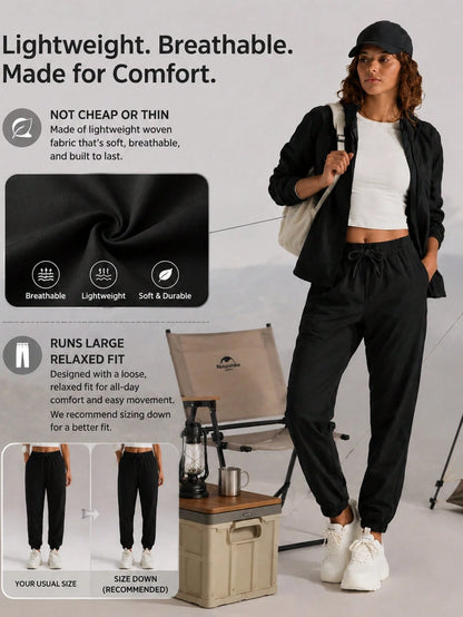 CZRLHYT Women's Drawstring Waist Khaki Pants, Lightweight & Breathable, Rolled Hem Design, Versatile For Daily Wear, Outdoor Sports & Casual