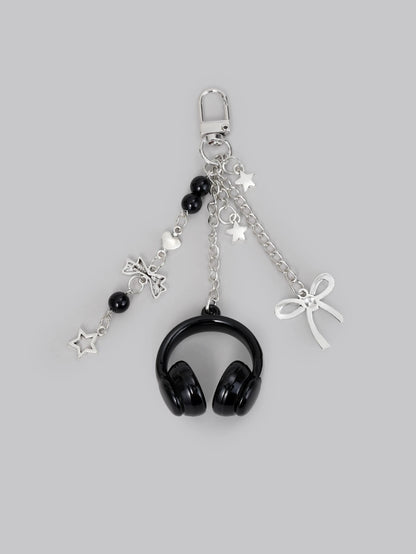 DareSee 1pc Unisex Music Lover Keychain Realistic Headphone Bow Phone Strap Versatile CCD Charm Student Backpack Pendant Music Festival Gift Gifts For Women Gifts For Men Phone Accessories Personalise