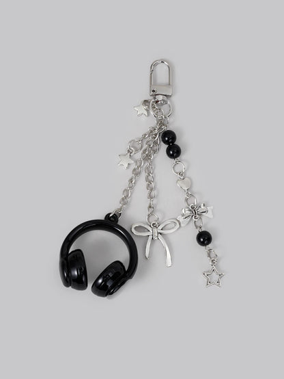 DareSee 1pc Unisex Music Lover Keychain Realistic Headphone Bow Phone Strap Versatile CCD Charm Student Backpack Pendant Music Festival Gift Gifts For Women Gifts For Men Phone Accessories Personalise