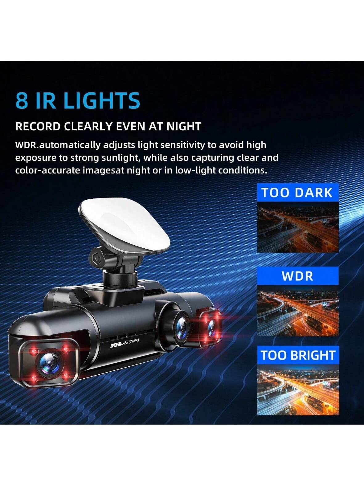 Dash Cam 360 Degree For Car Cameras, 4 Channels FHD 4 * 1080P, Wi-Fi GPS Car Camera, Free 128GB SD Card, Night Vision