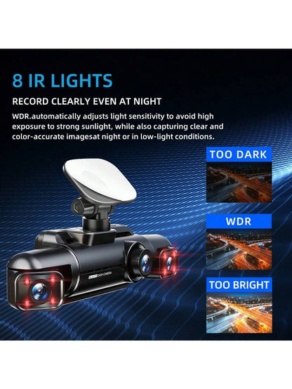 Dash Cam 360 Degree For Car Cameras, 4 Channels FHD 4 * 1080P, Wi-Fi GPS Car Camera, Free 128GB SD Card, Night Vision
