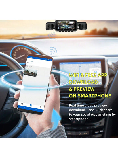 Dash Cam 360 Degree For Car Cameras, 4 Channels FHD 4 * 1080P, Wi-Fi GPS Car Camera, Free 128GB SD Card, Night Vision