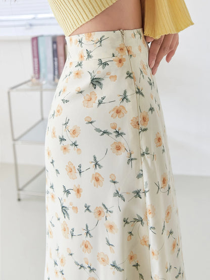 DAZY Allover Floral High Waist Skirt,Ruffle Fall