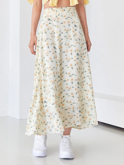 DAZY Allover Floral High Waist Skirt,Ruffle Fall
