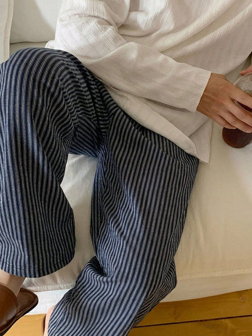 DAZY Men's Striped Elastic Waist Loungewear Bottoms, Spring/Summer Pajamas