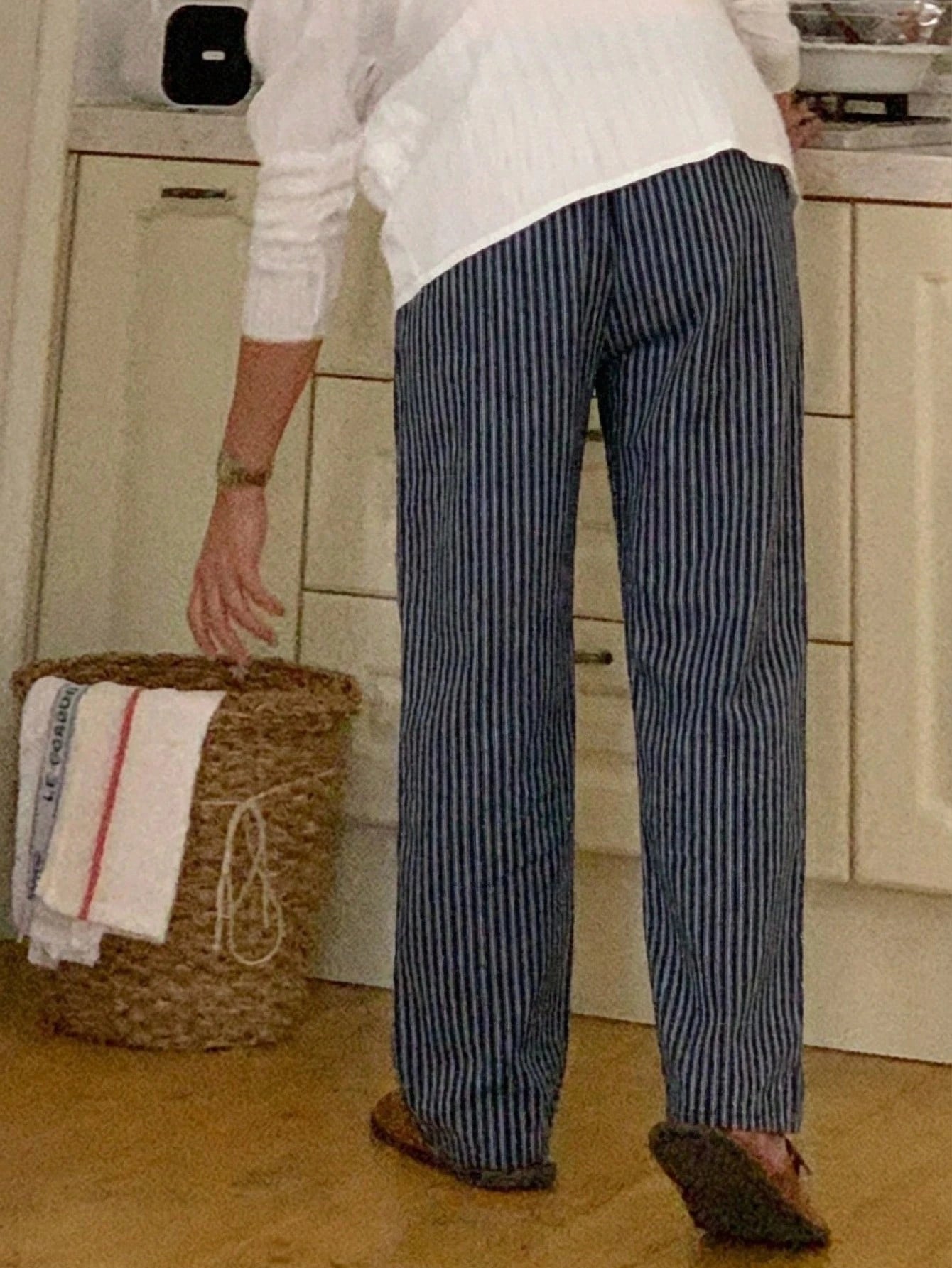DAZY Men's Striped Elastic Waist Loungewear Bottoms, Spring/Summer Pajamas