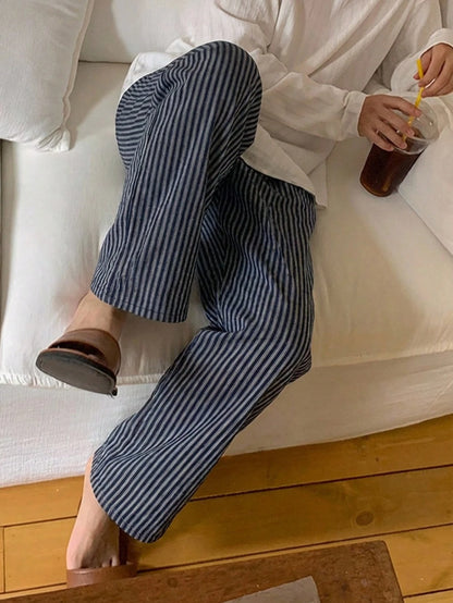 DAZY Men's Striped Elastic Waist Loungewear Bottoms, Spring/Summer Pajamas
