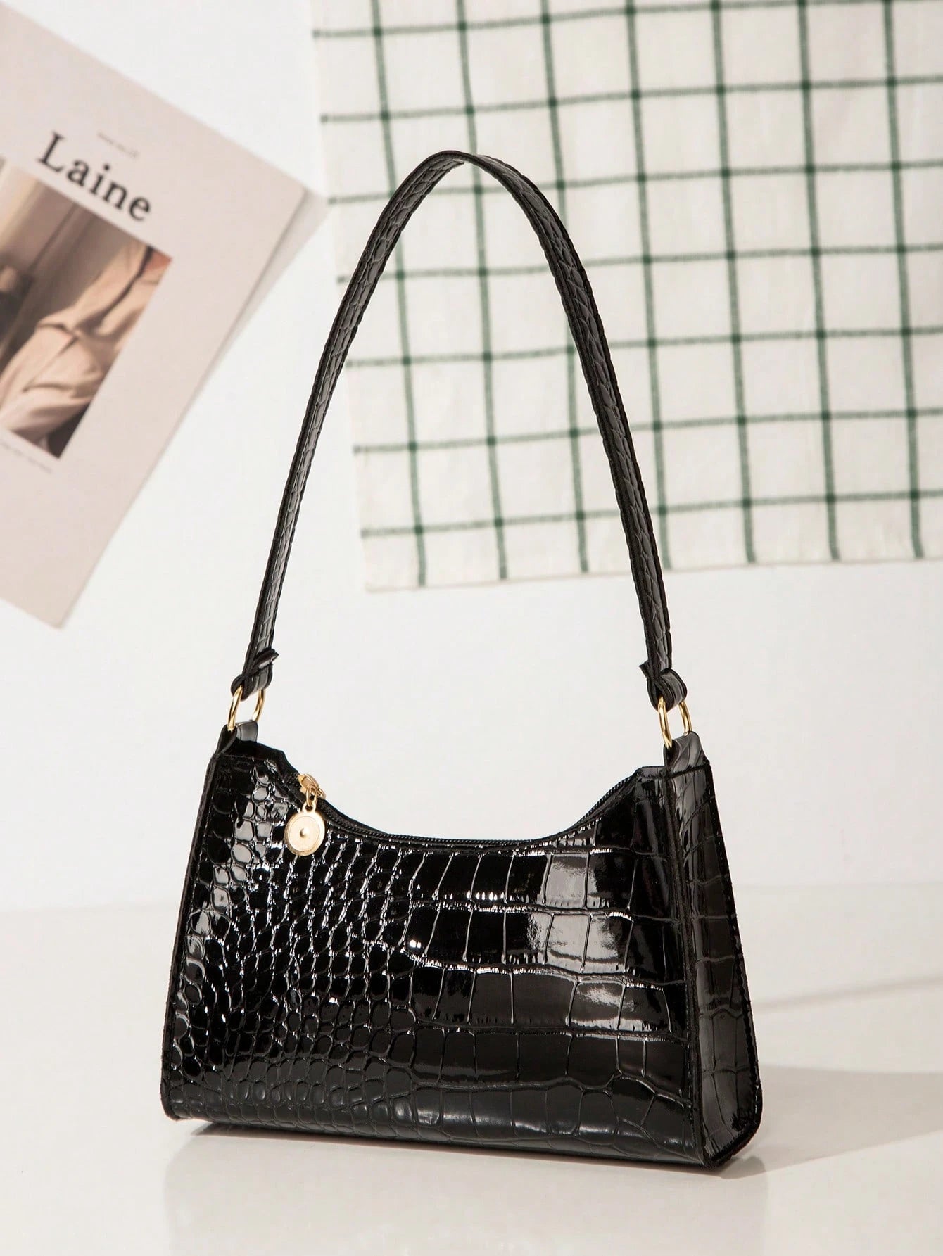 DAZY Women's Fashion & Versatile Crocodile Pattern Shoulder Bag